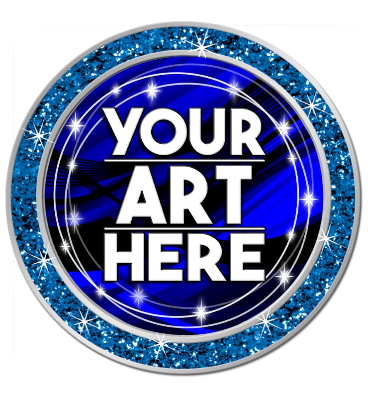 1.3" Blue Glitter Insert Pin