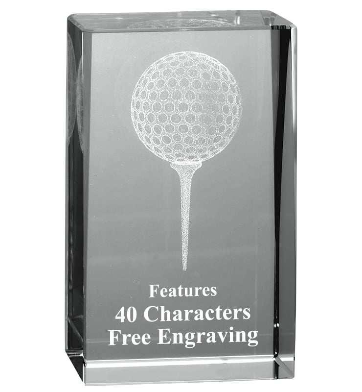 3D Golf Crystal Paperweight