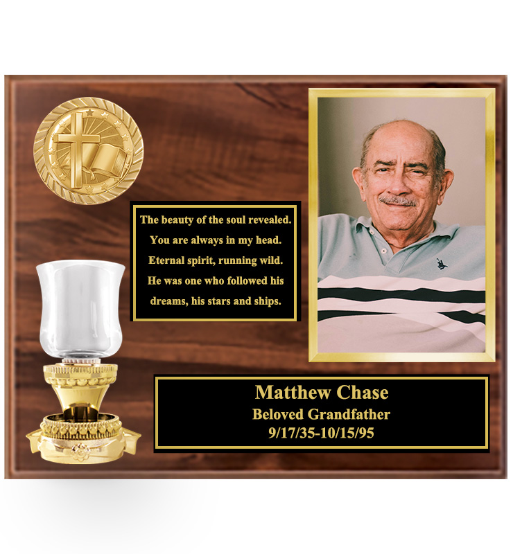 12" x 15" Memorial Wood Plaque With Candle