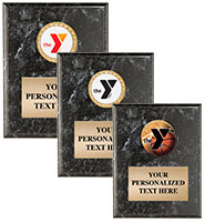 YMCA Black Marbleized Vertical Plaque