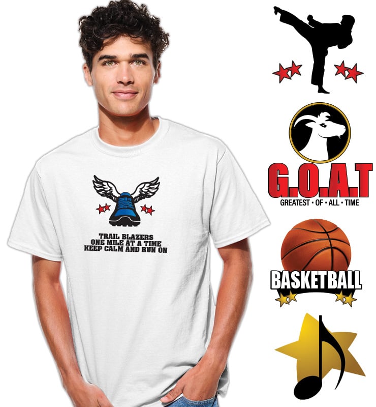 White Short Sleeve T-Shirt With Stock Art