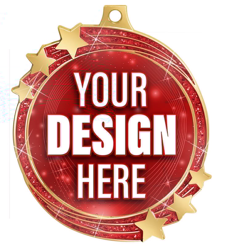 2 1/2" Red Glitter Shooting Star Insert Medal