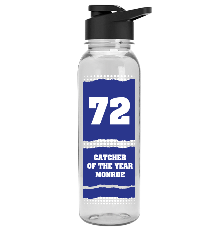 Clear School Spirit Water Bottle 24oz - Blue White