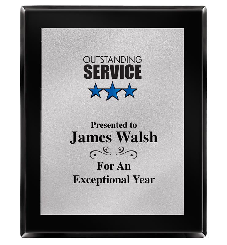 Ebony Piano Plaque With Silver Matte Plate