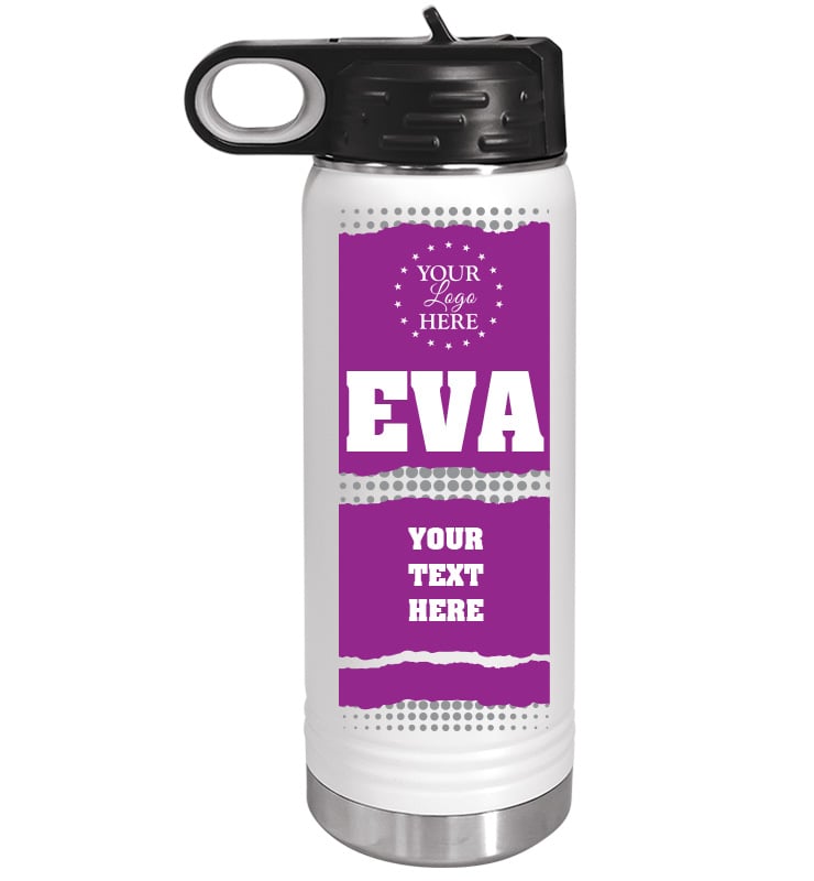 White School Spirit Water Bottle 20oz - Purple White
