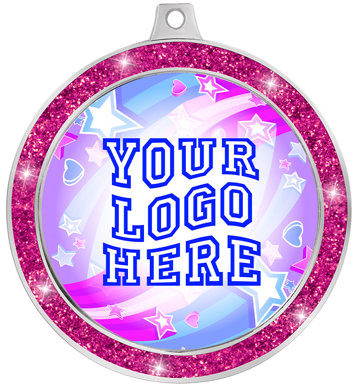 2 1/2" Pink Glitter Insert Medal