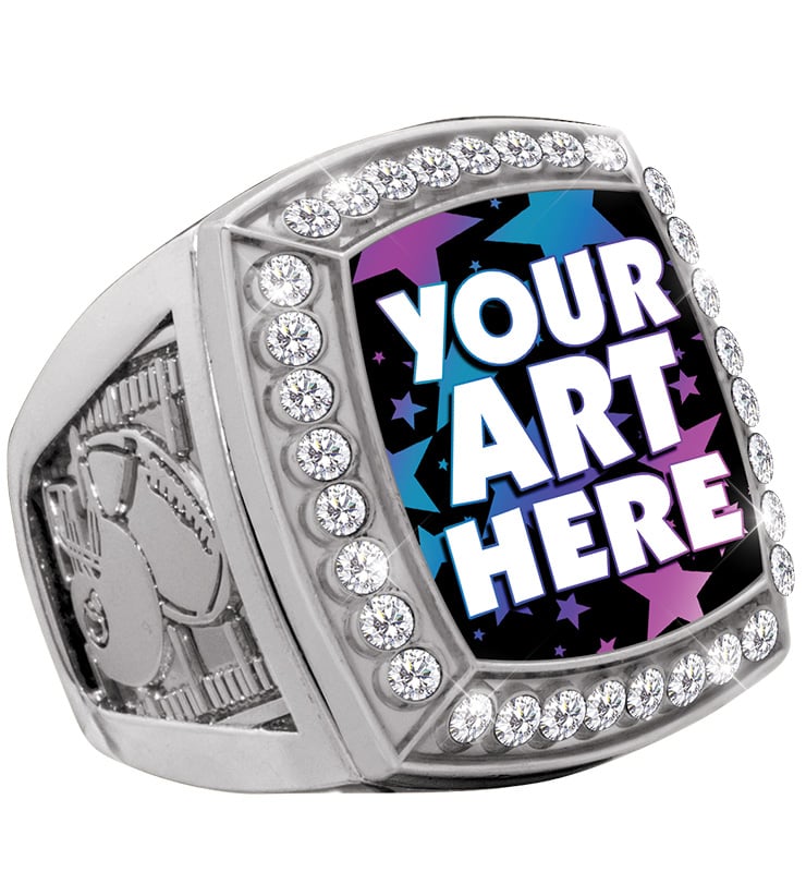 Custom Deluxe Insert Silver Football Ring