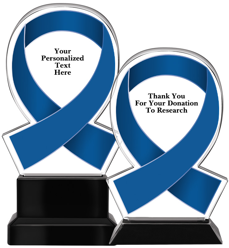 Acrylic Blue Awareness Ribbon