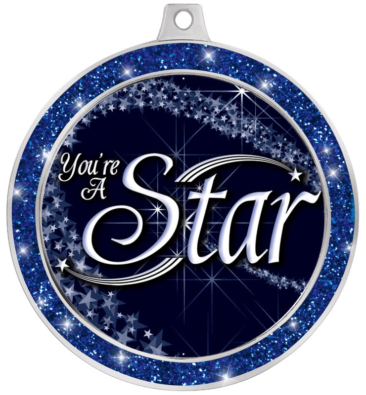 2 1/2" Blue Glitter Insert Medal