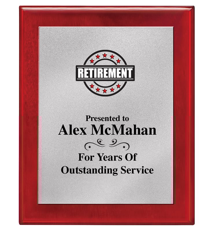 Rosewood Piano Plaque With Silver Matte Plate