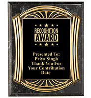 Roman Gold Black Marbleized Plaque