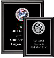 Executive Black Shiny Silver Border Insert Plaques