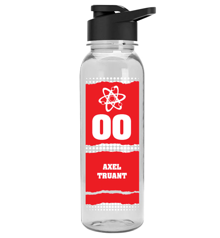 Clear School Spirit Water Bottle 24oz - Red White