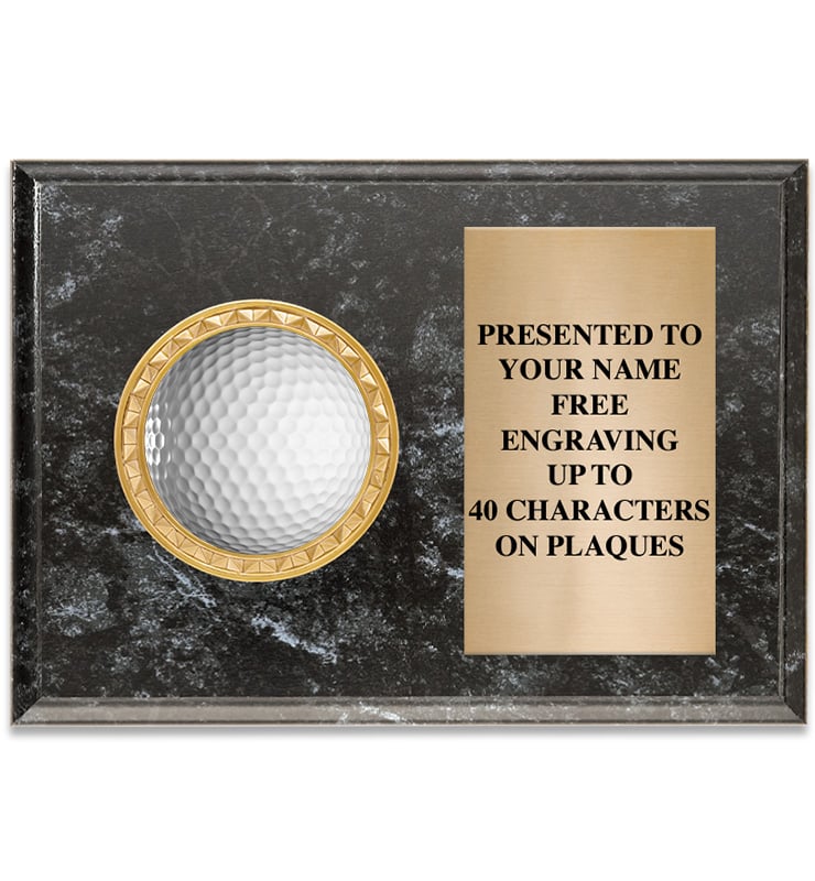 Black Marbleized Golf Horizontal Insert Plaque