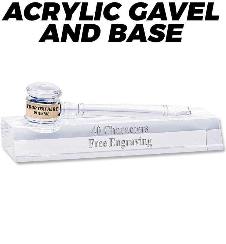 9" Acrylic Gavel With Base