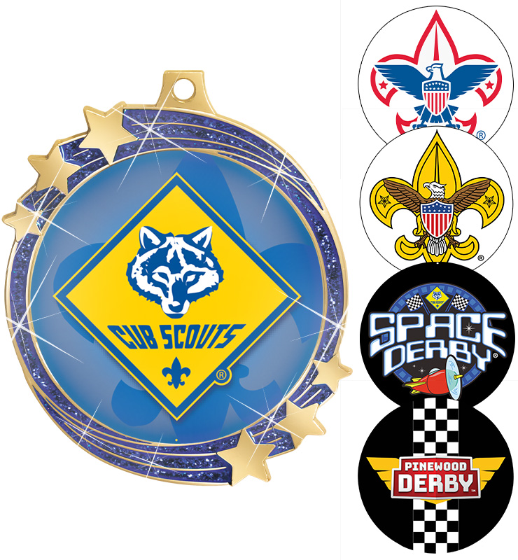 2 1/2" Blue Glitter Shooting Star Medal