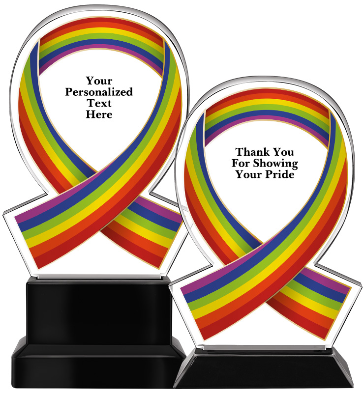 Acrylic Rainbow Awareness Ribbon