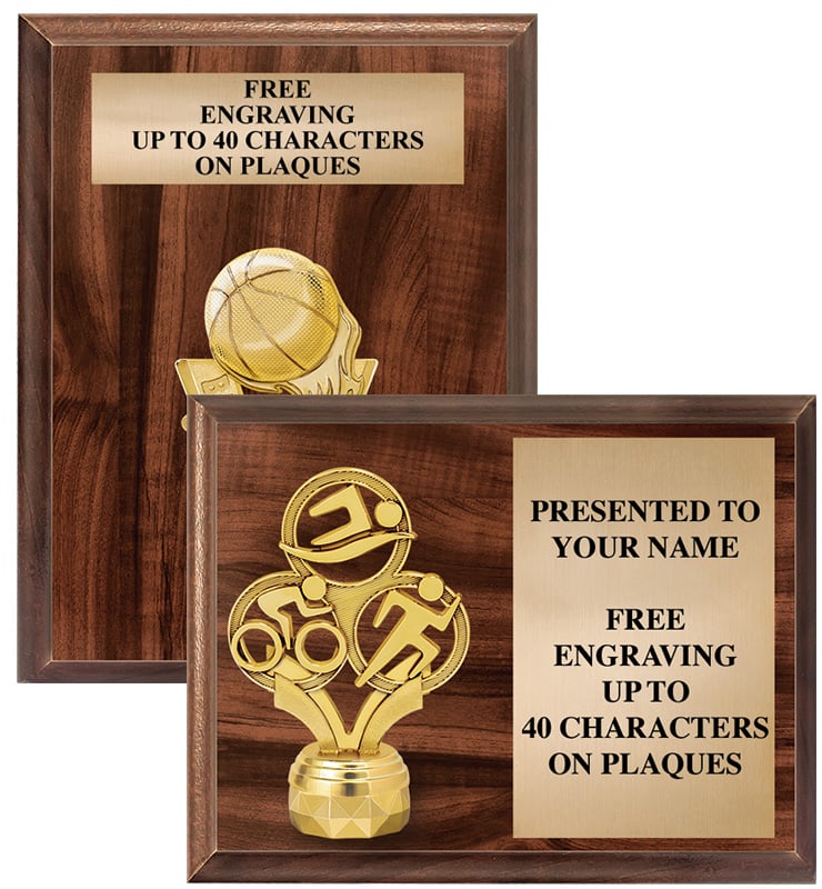 Classic Walnut Finished Figurine Plaques