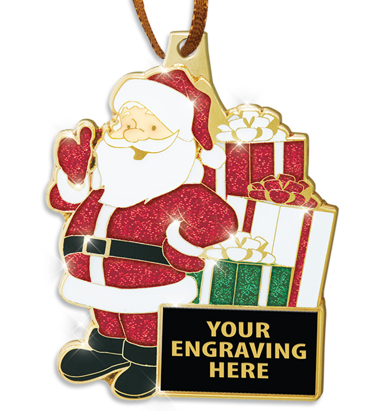 2 1/2" Santa Glitter Ornament