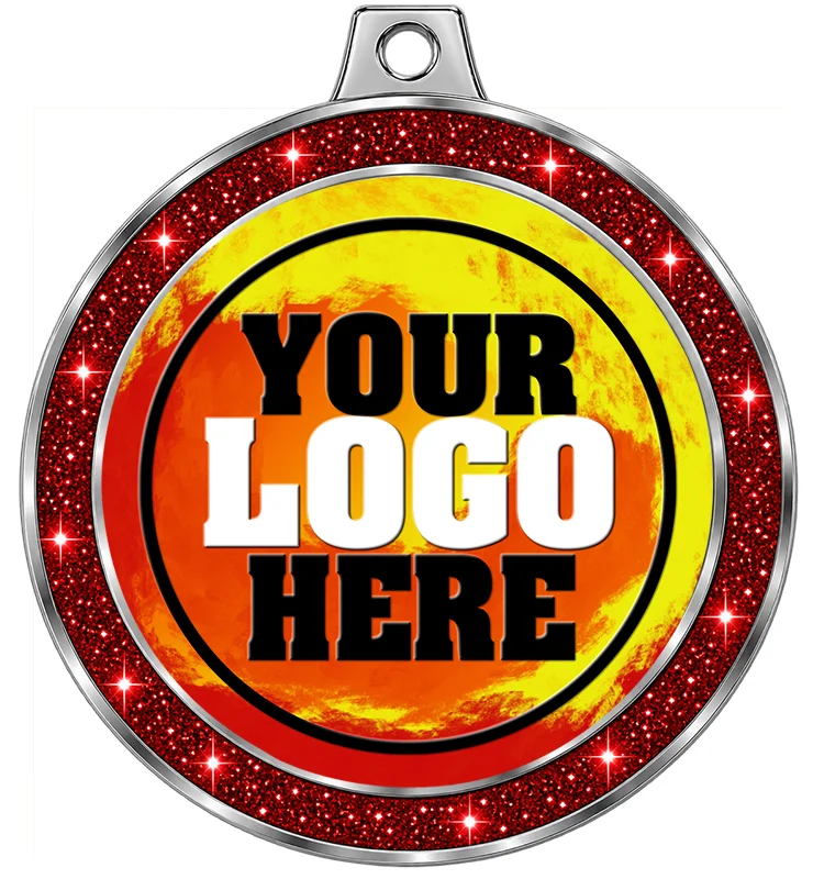 2 1/2" Red Glitter Insert Medal