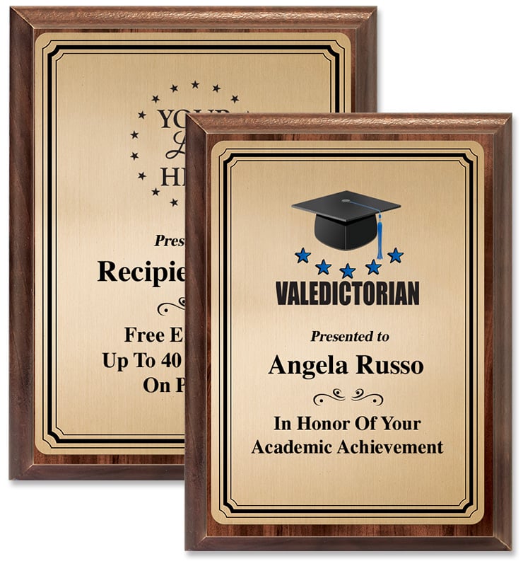 Wood Color Printed Plaques With Gold Plate