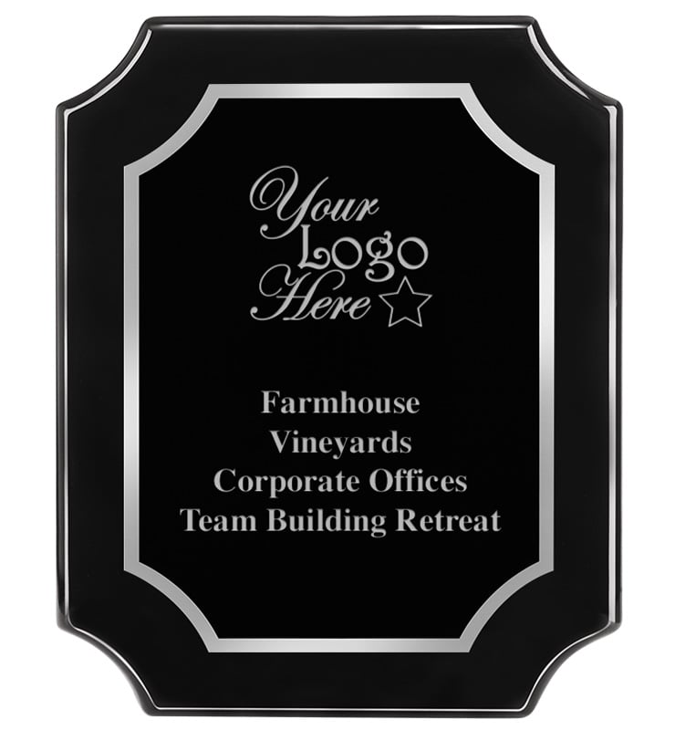 Scalloped Piano Ebony Silver Border Plaque