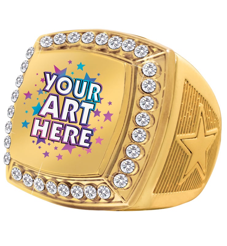 Custom Deluxe Printz Gold Star Ring With Ring Box