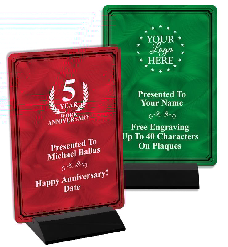 Vertical Color Metal Plaque On Stand