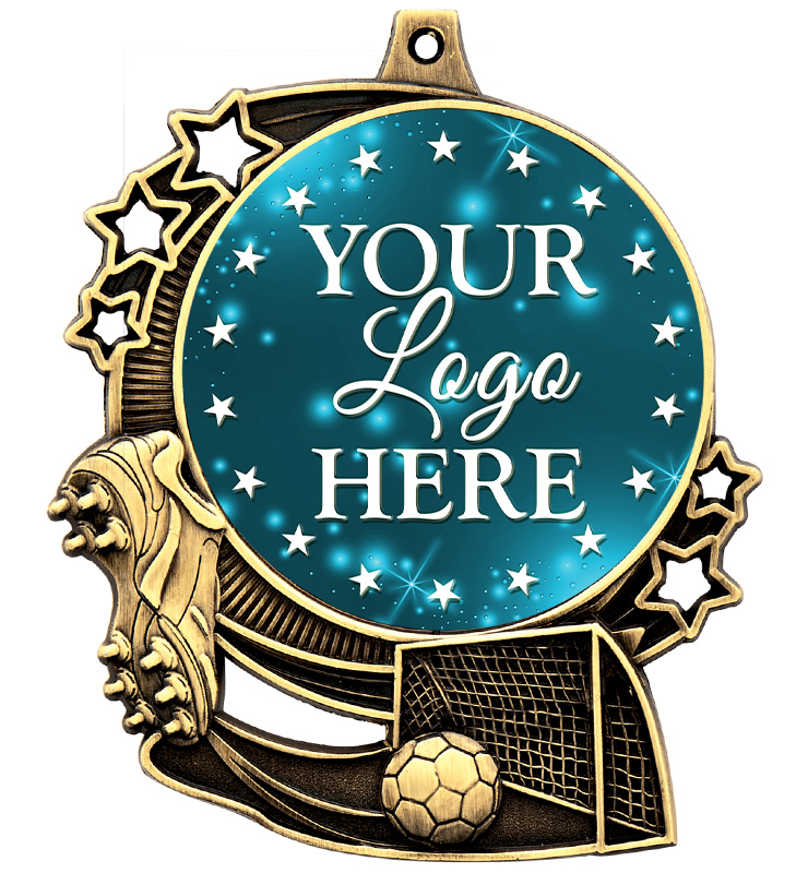 3" Soccer Star Double Action Medals