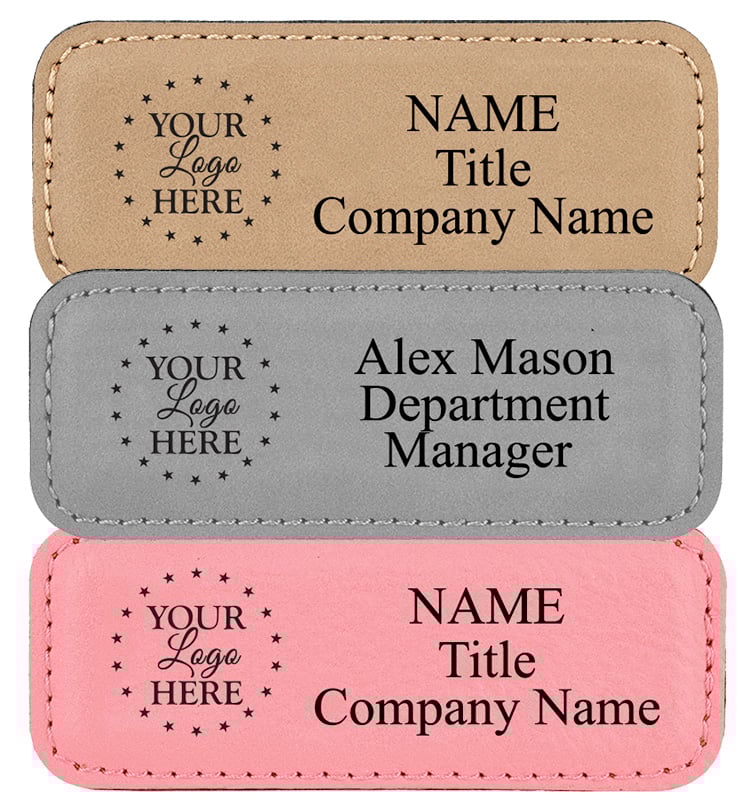 Small Rectangle Leatherette Badge