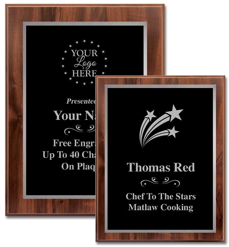 Walnut Silver Border Plaques