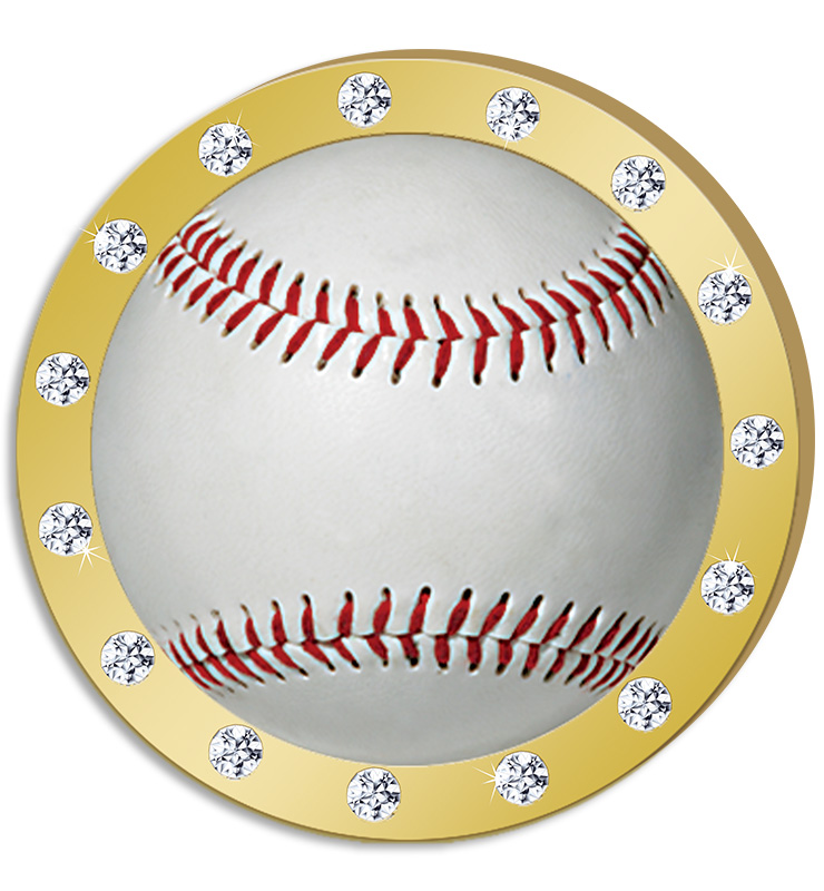 Gold Rhinestone Baseball Insert Pin