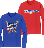 USSSA Long Sleeve Color T-Shirts With Multi-Color Logo