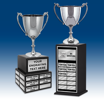 Silver and Blue Star Cups Achievement Trophies Awards 3 sizes FREE Engraving 