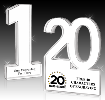 Crown Awards 5 Years Service Plaque - 7x9 Black Marble