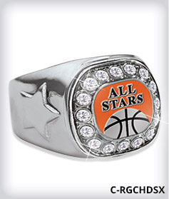 Custom Metal Inlay Silver Crystal Accent Ring image