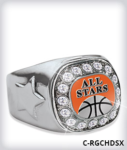 Custom Metal Inlay Silver Crystal Accent Ring image