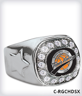 Custom Metal Inlay Silver Crystal Accent Ring image