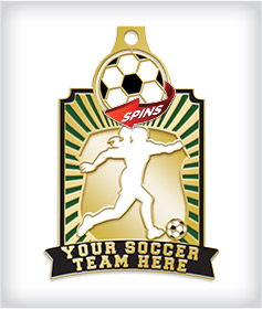 Spinning Custom Soccer Medals image