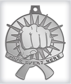 Antique Silver Custom Marital Arts Medals image