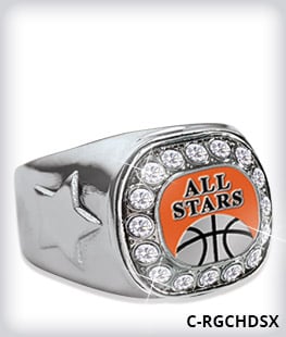 Custom Metal Inlay Silver Crystal Accent Ring image