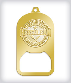 Shiny Gold Custom Bottle Opener Medals image