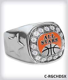 Custom Metal Inlay Silver Crystal Accent Ring image