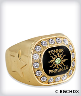 Custom Metal Inlay Gold Crystal Accent Ring image