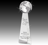 Tri-Pedestal Globe Crystal Award