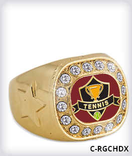 Custom Metal Inlay Gold Crystal Accent Ring image