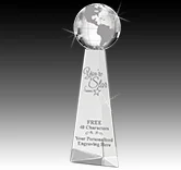 Tri-Pedestal Globe Crystal Award