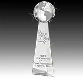 Tri-Pedestal Globe Crystal Award